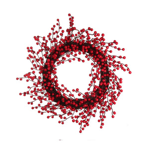 Red Berry Wreath with Lifelike Berries - 20" Wide (Set of 2) - christmasdecorations - Wreath With Red Berries