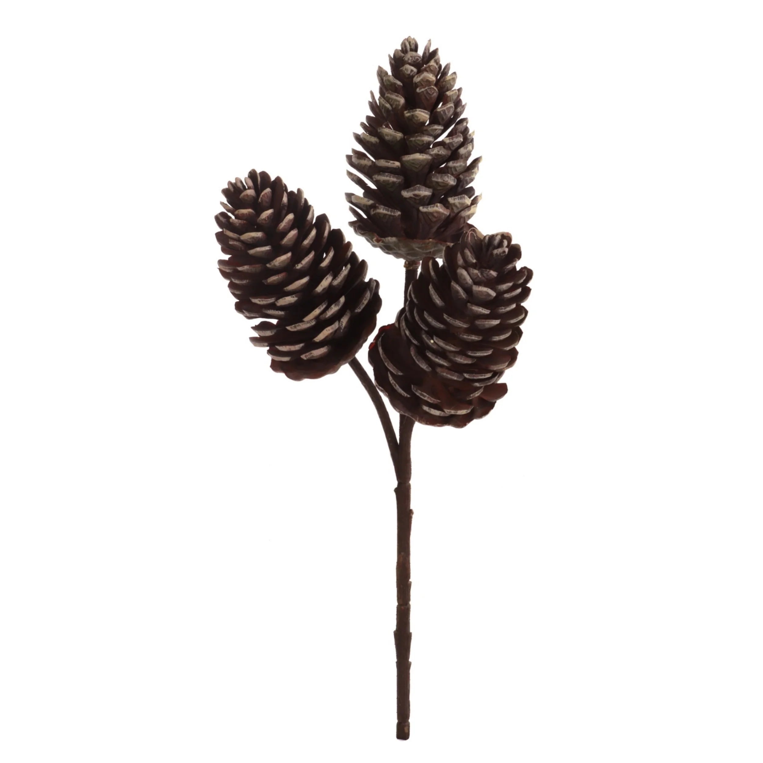 10" White Tipped Pine Cone Spray, Set of 3 Cones, Winter Christmas Decor for Wreaths, Arrangements, and Holiday Displays