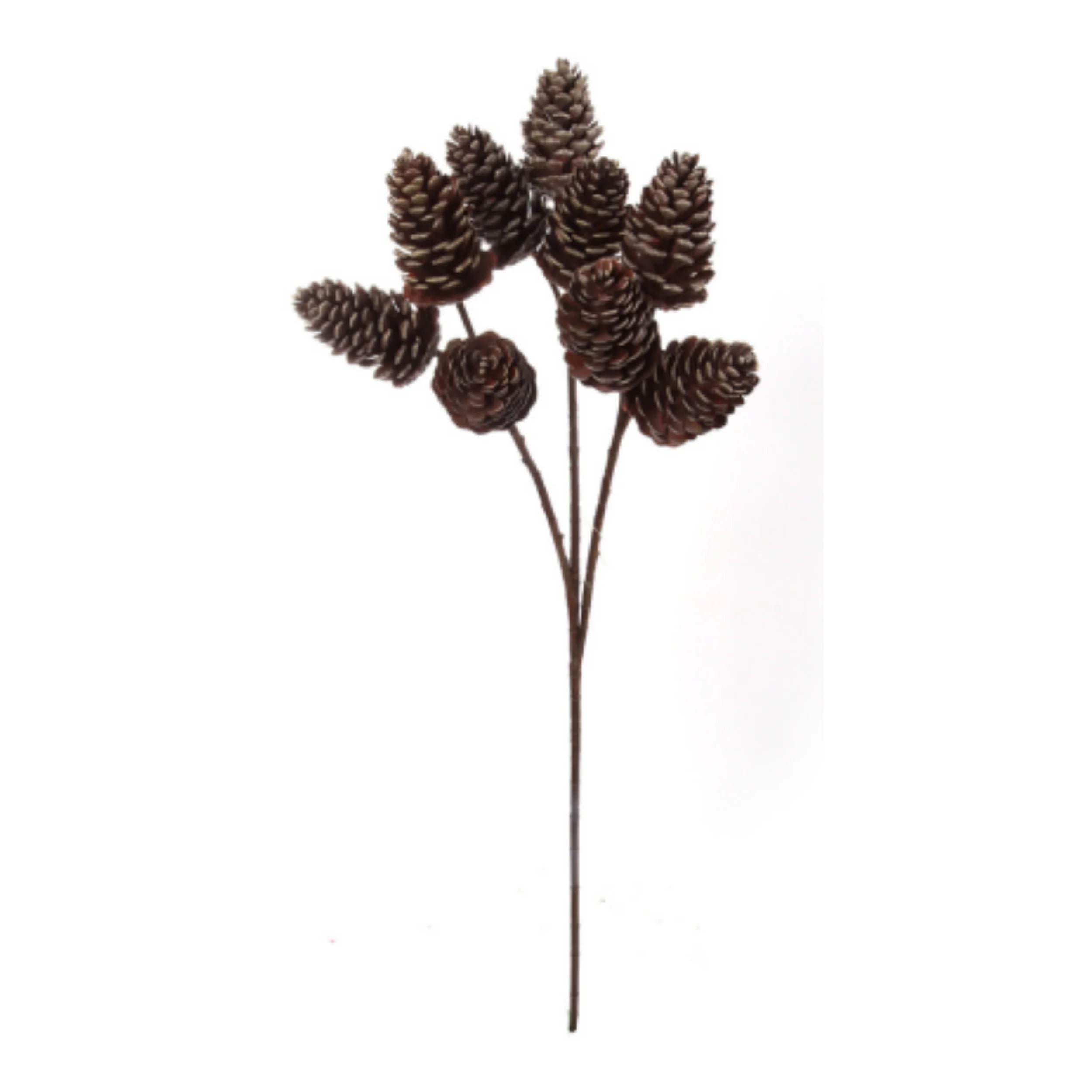 32" White Tipped Pine Cone Spray (9 Cones), Frosted Green Branches, Christmas Decoration for Wreaths, Garlands, and Holiday Arrangements