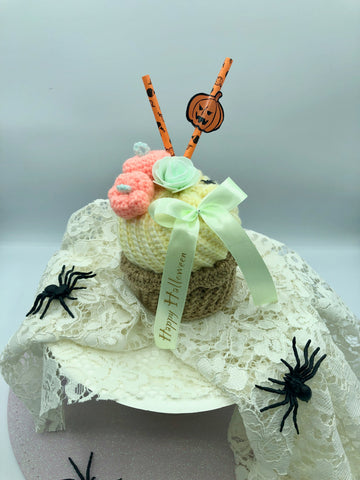 décoration gâteau halloween citrouille au crochet