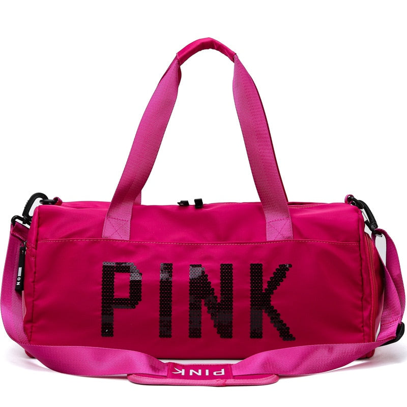 PINK Travel Bag Women Fitness Training Bag for Sports Gym Female Yoga Dry Wet Separation Shoes Bags Duffle Bag Women  Backpack
