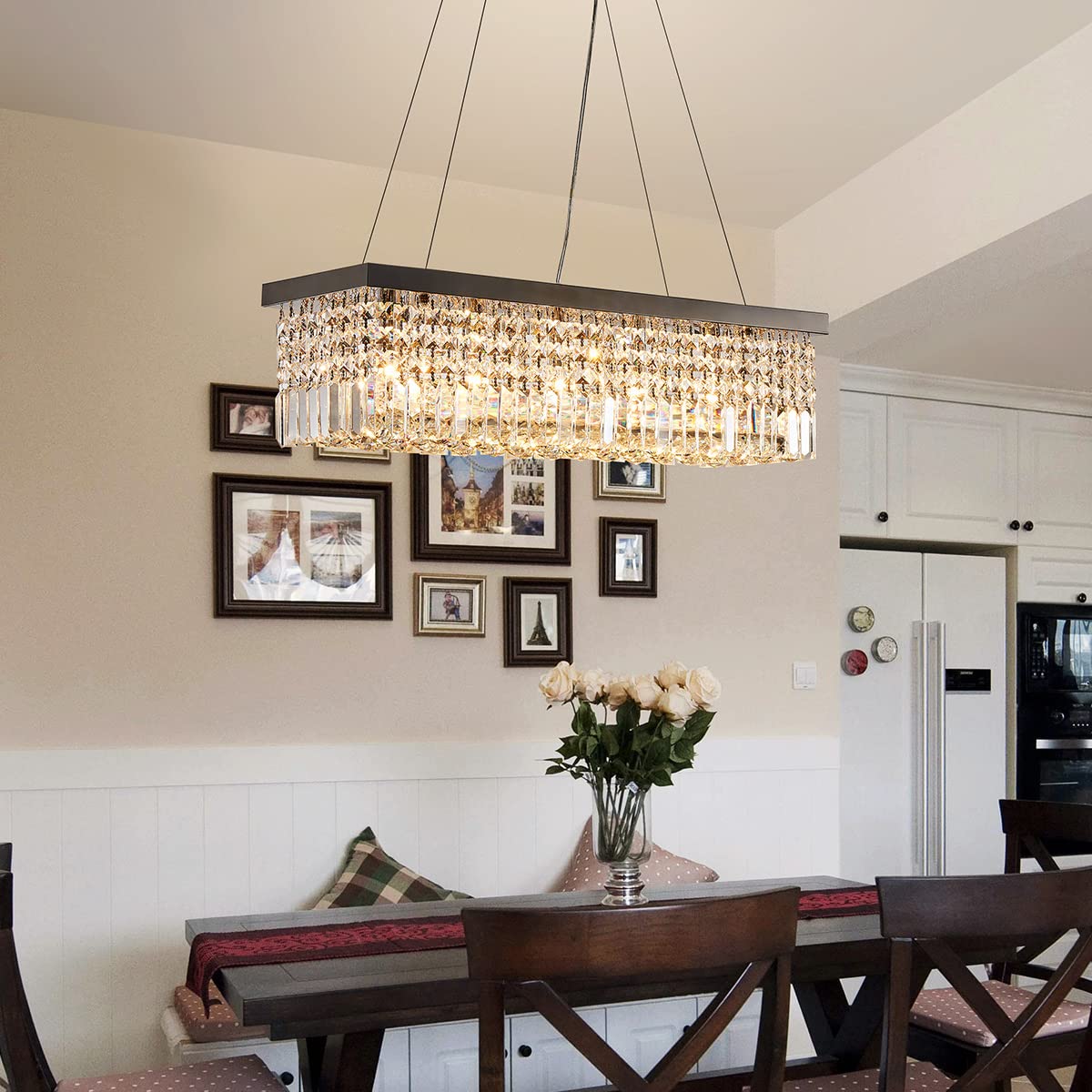 modern farmhouse chandelier dining room