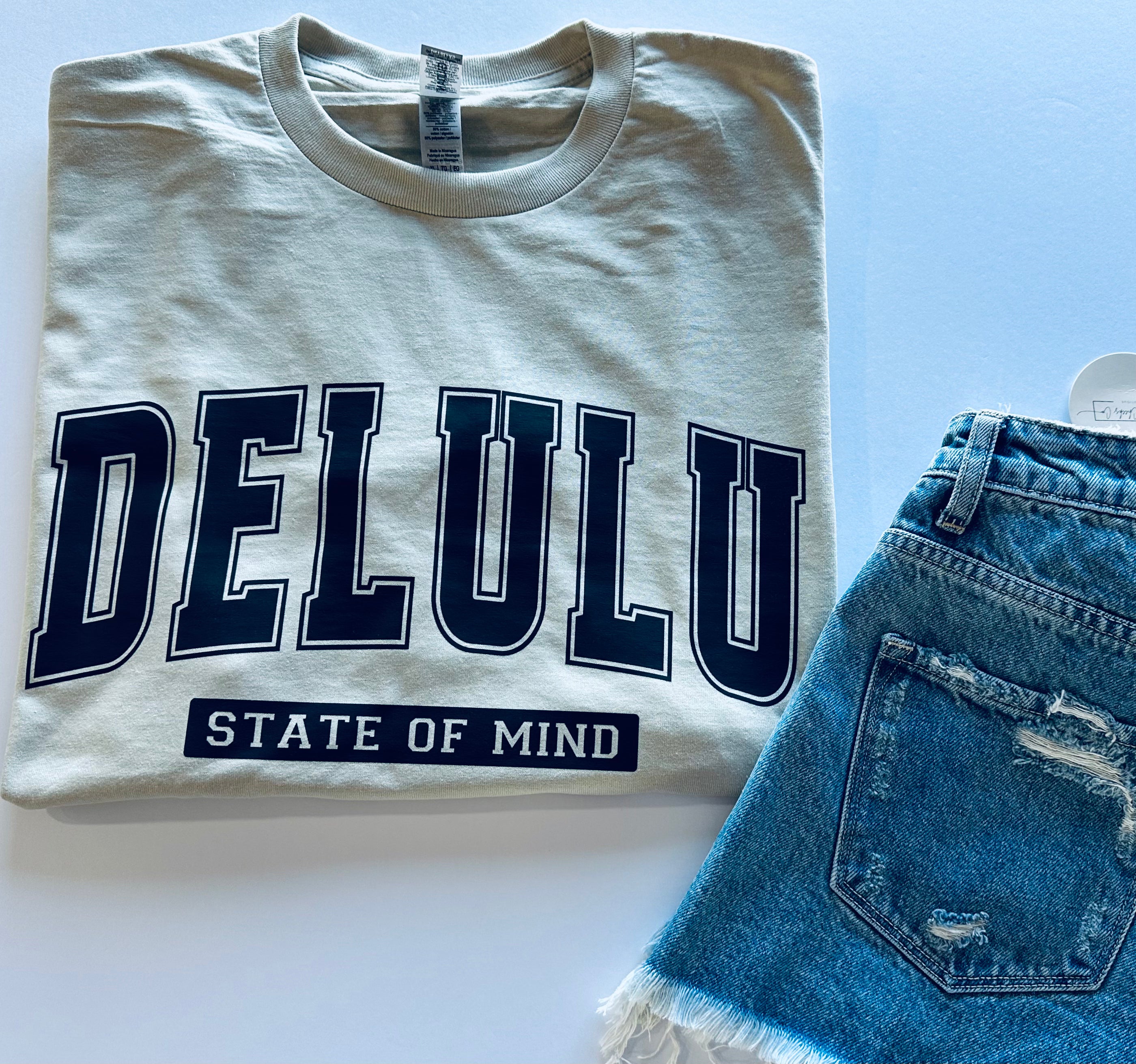 Delulu State Of Mind Gildan Sand Tee XL