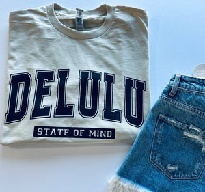 Delulu State Of Mind Gildan Sand Tee XL - Peachy Cheeks Co.