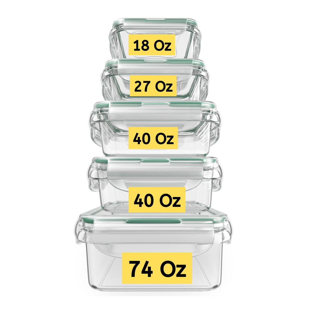 4 pc Round Glass Food Storage Containers (2 sets of Colored Lids)