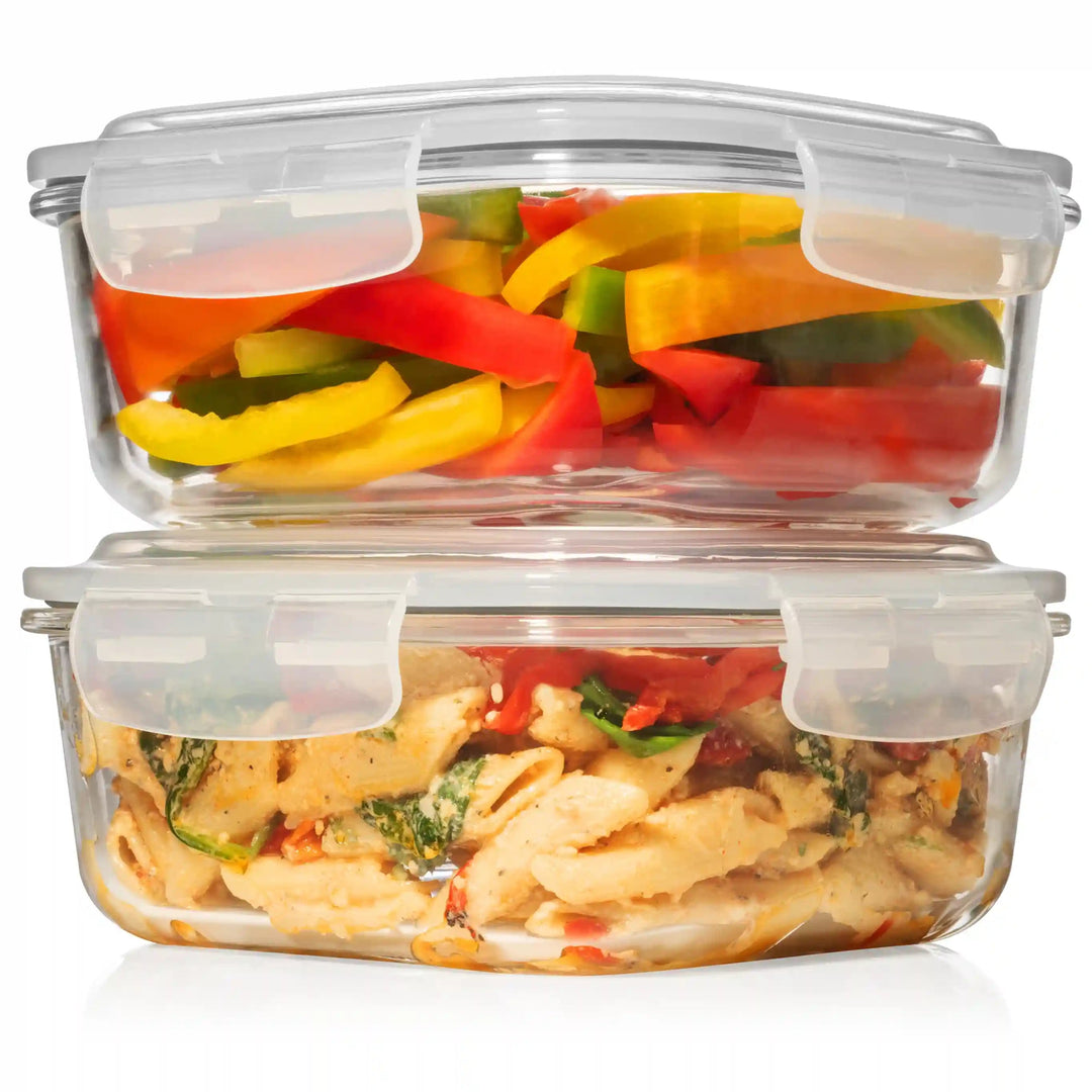 6.5 Cups/ 52 Oz 4 Piece (2 Containers +2 Lids) Glass Food Storage