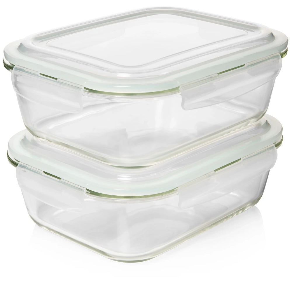 Glass Food Storage Containers Set, Large Size Glass Containers with Lids,  BPA-free Locking lids, 100% Leak Proof Glass Meal Prep Containers, Freezer  to Oven Safe 2 Pack of 52oz 