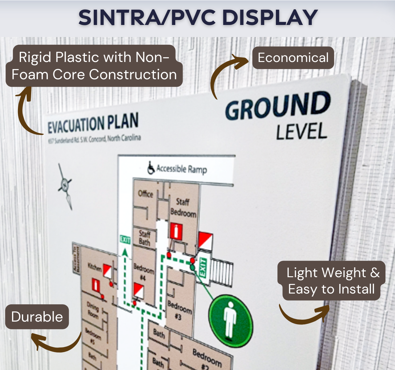 Custom evacuation floor plan on sintra sign