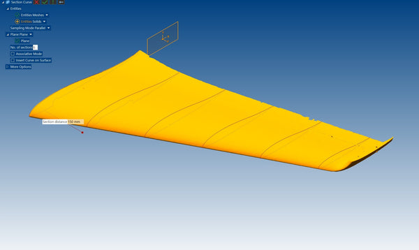 Creating cross sections of drone wing and lofting