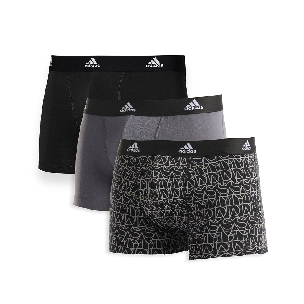 Buy adidas Mens Active Micro Flex Three Pack Trunks Black/Grey/Green
