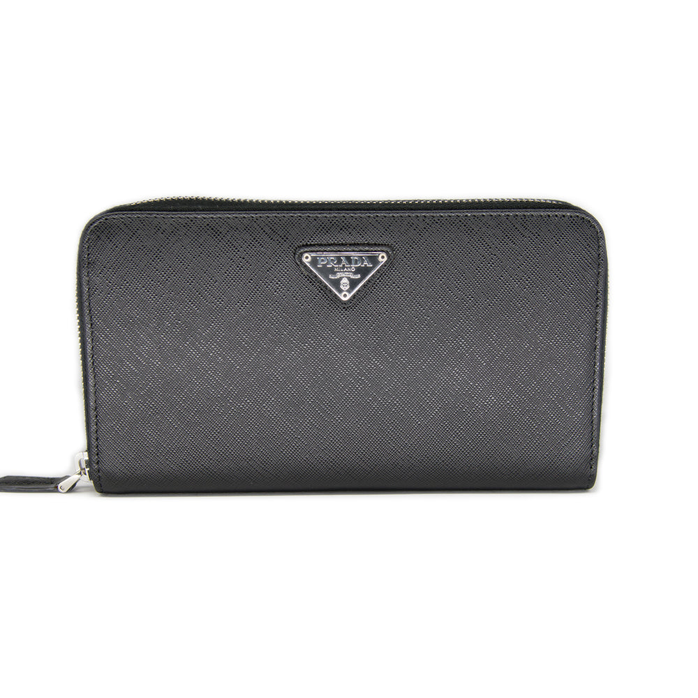 Prada BLACK Zip Around Saffiano Wallet M0506A - Black – BRANDS N BAGS
