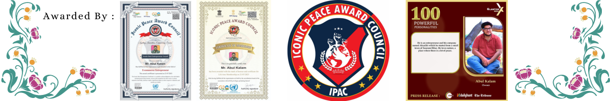 Awarded by glantorX ipac iconic peace award council