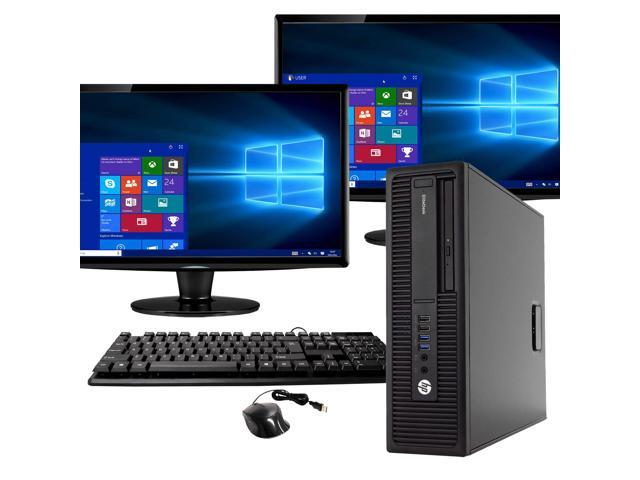 HP EliteDesk 800 G2 Desktop Bundle Core i7 3.4Ghz Windows  with Dual 24" Monitors 10 Pro Refurbished