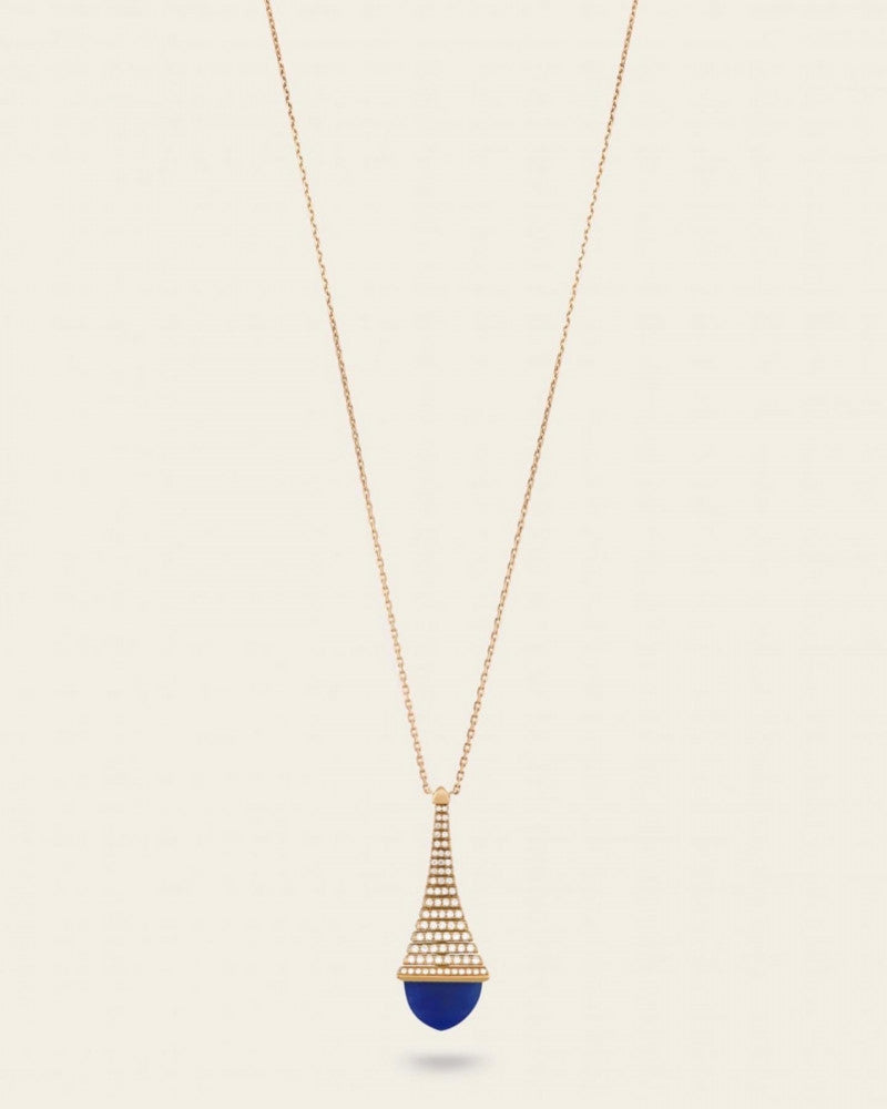 Cleo Long Chain Full Diamond Drop Pendant Necklace