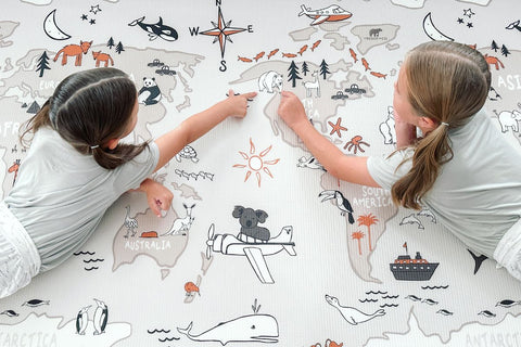 World map for kids play mat