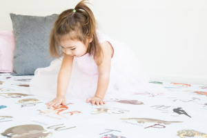 Australian Alphabet with Coloured Geo reversible non-toxic play mat.