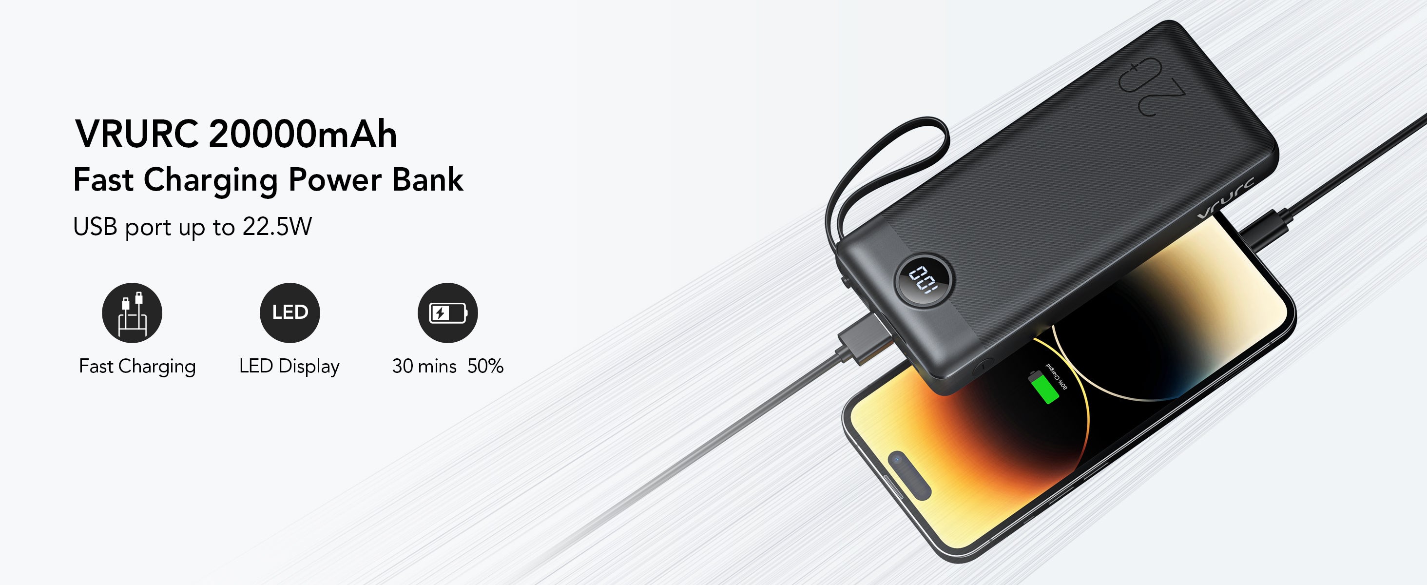 SHARKK 15000 mAh Power Bank PB-SKAS062-GRY B&H Photo Video