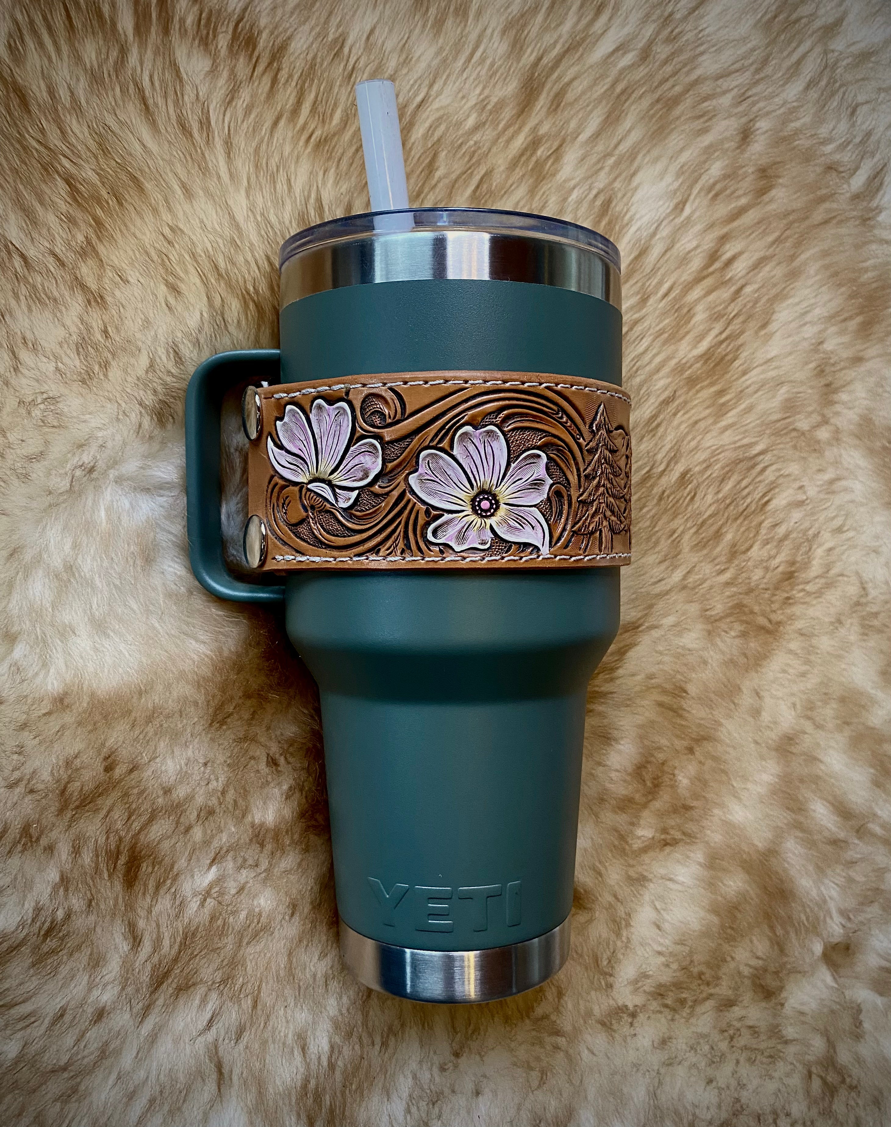 Leather Tooled Cup Sleeve