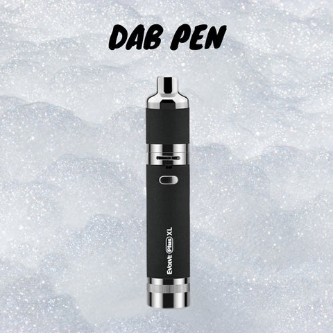 Black Dab Pen with a grey background with text saying Dab Pen  