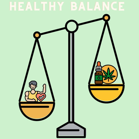 Balancing scale weighing out a healthy life and CBD tinctures 