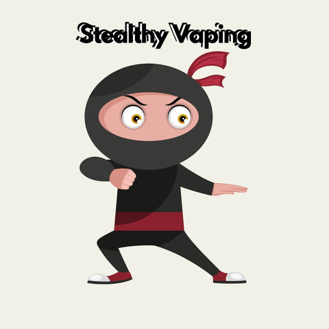 ninja ready for action with text saying "Stealth Vaping"