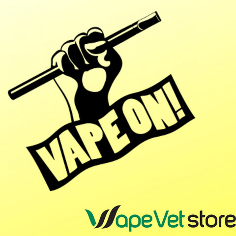 Yellow background with text saying vape on!