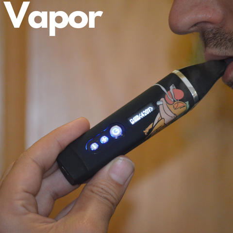 Smoking a dry herb vaporizer getting vapor 