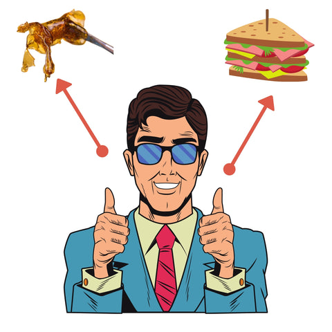 Man giving two thumbs up about dabbing and sandwiches