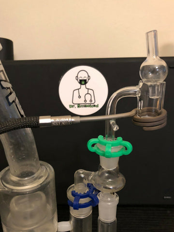 E-Nail Attached to Dab Rig with Glass Dabber on Top 