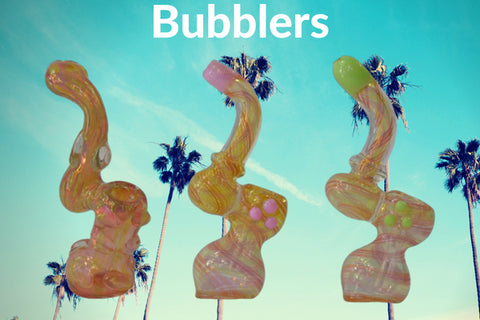 Handblown glass bubblers for with beach view