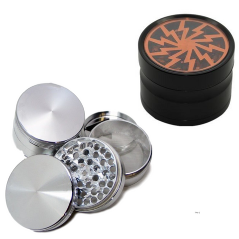 silver and black metal herb grinder