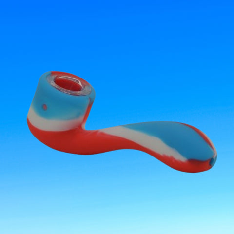 Red, White and Blue silicone pipe with blue background 