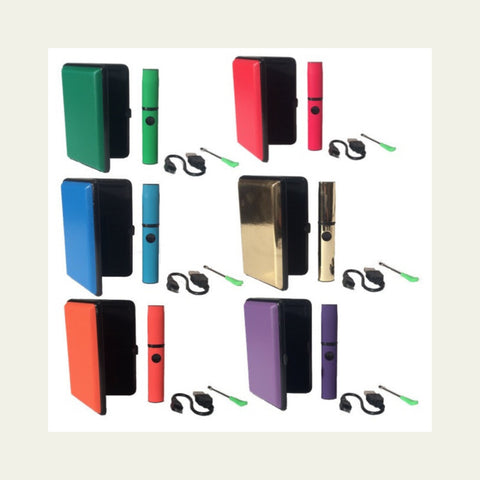 six vape cases in all colors with a tan background