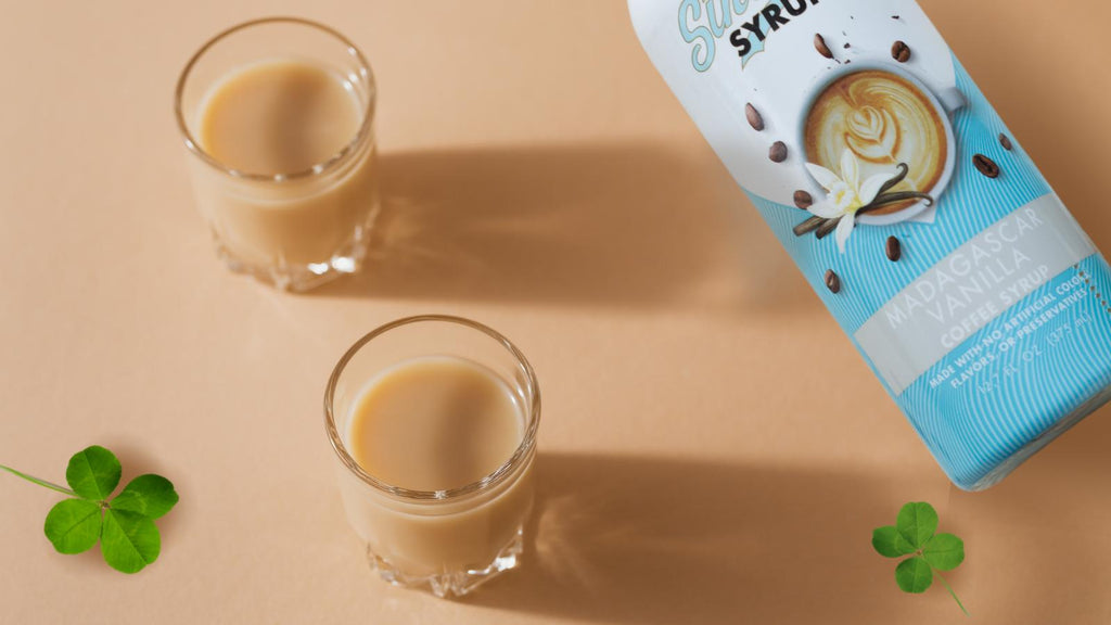 Sinless Irish Cream shots with shamrocks