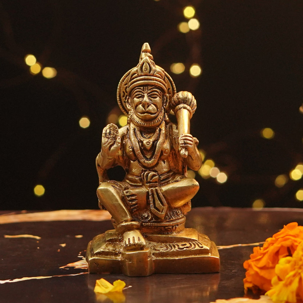 Lord Hanuman Auspicious Brass Idol for Protection and Blessings