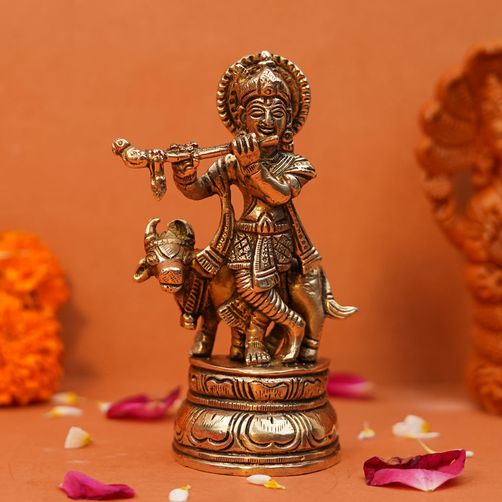 Beautiful Brass Radha Krishna Idol (8.5 Inch) – ServDharm