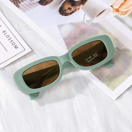 Wholesale Vintage Frosted Rectangular Sunglasses Green / As Picture