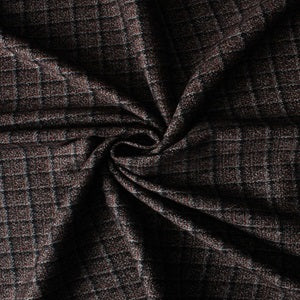 Brown And Black Checks Design Woolen Tweed Fabric