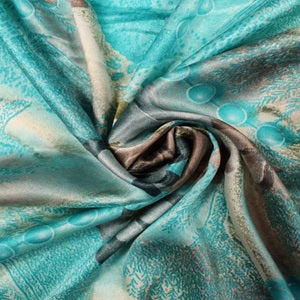 Multicolor Floral Print Polyester Satin Fabric