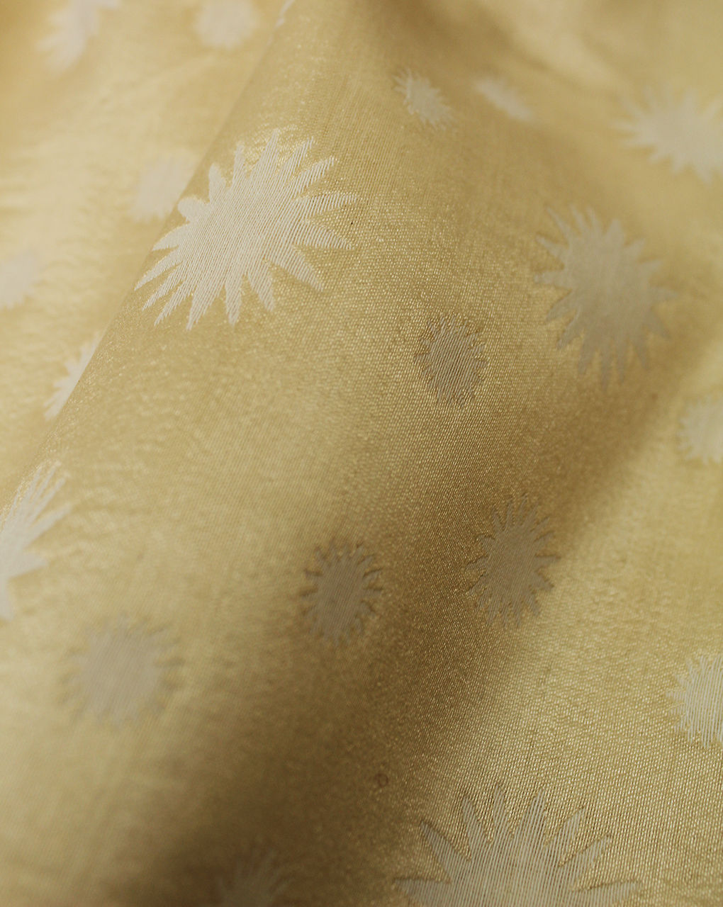 Light Golden Floral Design Polyester Dupion Jacquard Fabric
