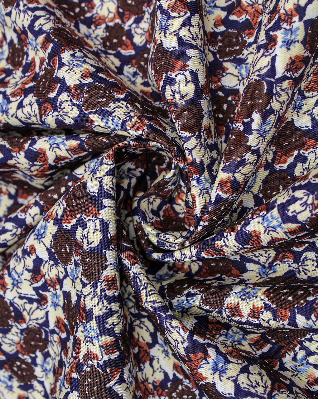 Blue And Multicolor Floral Design Cotton Print Fabric