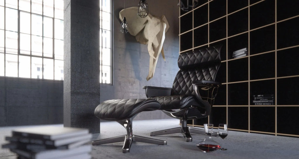 ergohuman nuvem genuine leather lounge chair with ottoman