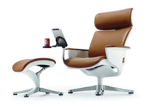 ergohuman nuvem genuine leather lounge chair with ottoman