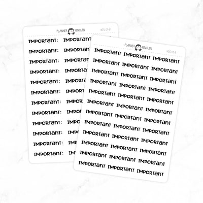 Important - Chunky Script Stickers // #DS-09