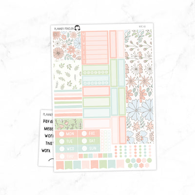 Peach Blooms Hobonichi Cousin A5 Weekly Sticker Kit // #HC-66