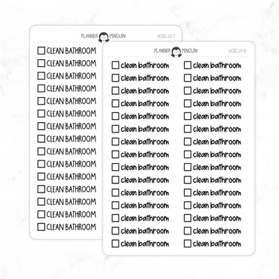 Clean Bathroom Checkbox Text Stickers| CBS-02
