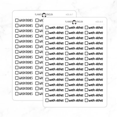 Wash Dishes Checkbox Text Stickers| CBS-06