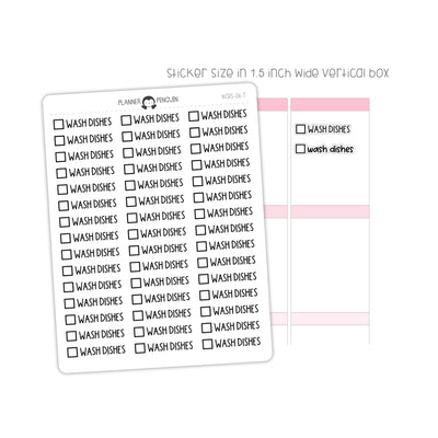 Wash Dishes Checkbox Text Stickers| CBS-06