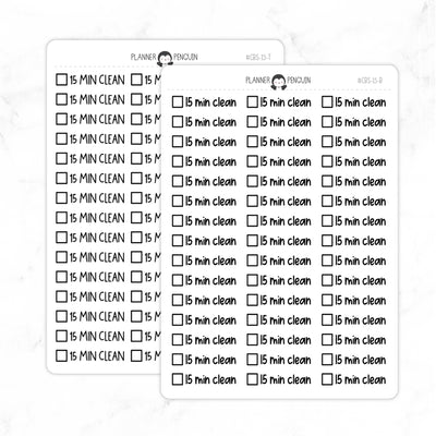 15 Min Clean Checkbox Text Stickers| CBS-15