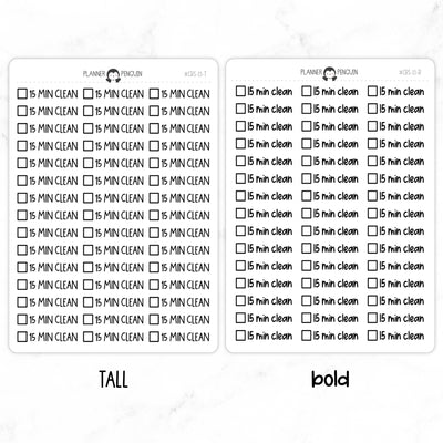 15 Min Clean Checkbox Text Stickers| CBS-15